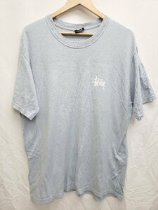 ◇ STUSSY ステューシー ロゴ プリント 半袖 Tシャツ カットソー サイズL ライトブルー メンズ P