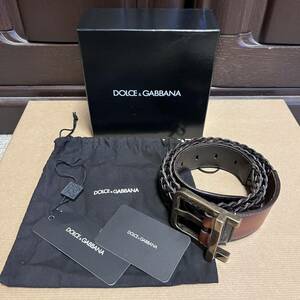 未使用 付属品完備 DOLCE&GABBANA ベルト メッシュ 編み込み レザー ドルガバ ドルチェ&ガッバーナ