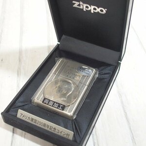 f002 Z2 未使用 ジッポ ZIPPO アメリカ建国200周年記念コイン付き THE 35th PRESIENT 1961~1963 J.F.KENNEDY ケース入り 喫煙具