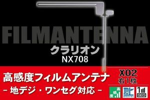 地デジ ワンセグ フルセグ L字型 フィルムアンテナ 右1枚 クラリオン Clarion 用 NX708 対応 フロントガラス 高感度 車