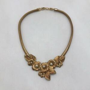 Christian Dior クリスチャン ディオール ネックレス ゴールド 花モチーフ フェイクパール アクセサリー P1789