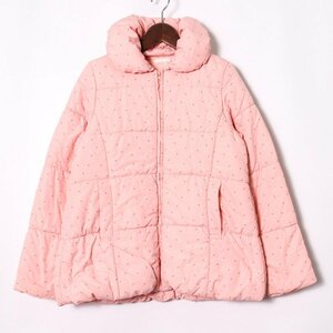 ジーユー ナイロンジャケット 中綿入りジャンパー アウター ドット柄 キッズ 女の子用 150サイズ ピンク GU