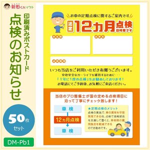 DM‐Pb1 50枚セット「12ヵ月点検のお知らせ」ポストカード ハガキタイプ DM 販促ツール 定期点検 法定点検