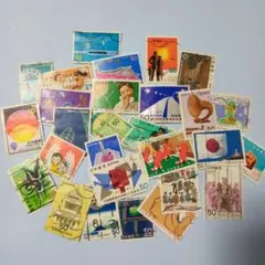 封書 50円時代(1970年代後半)の記念切手、使用済み 28枚