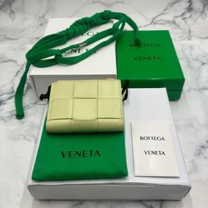 ●【売り切り】BOTTEGA VENETA ボッテガヴェネタ マキシイントレ レザー コンパクトウォレット レモンウォッシュド イエロー系 箱付属