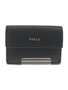 FURLA◆3つ折り財布/レザー/BLK/無地/レディース