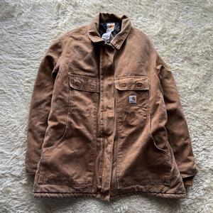 希少 大きいサイズ Carhartt カーハート ダックジャケットコート ブラウン XL レディース アウター 上着 防寒