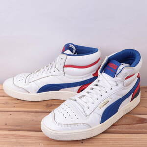 z5036 プーマ ラルフ サンプソン ミッド US8.5 26.5cm/白 ホワイト 青 赤 PUMA RALPH SAMPSON MID メンズ スニーカー 中古