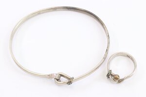 【2点】TIFFANY&Co ティファニー　K18/750 SV925 バングル リング 指輪 約9.5号 シルバー アクセサリー 3693-A　