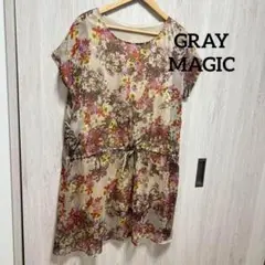 【GRAY MAGIC】レディース　半袖　シアーチュニック　花柄　M