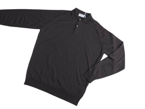  メンズ XL ジョンスメドレー 最高級メリノウール ポロネックセーター CAMDEN DARK COCOA JOHN SMEDLEY イギリス製★