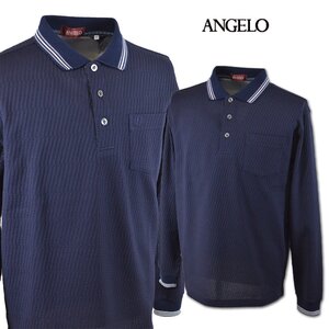 30%OFF【アンジェロ】メンズ 長袖ポロシャツ M(46) 紺 31-1801-04-49 ANGELO カジュアル ゴルフ おしゃれ かっこいい 高級素材 @