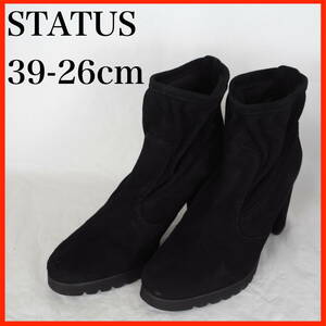 EB5607*STATUS*ステイタス*レディースショートブーツ*39-26cm*黒