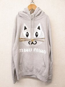 i3904：NIL&MON(ニルアンドモン) MIAU MIAUロゴ パーカー xs/S フーディー/スウェット 紺ネイビー レディース/ドイツ製