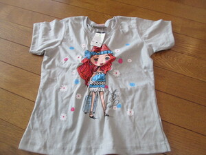 130 　半袖グレー　女の子がらTシャツ　新品未使用　タグ付き