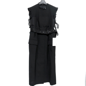 2 新品 22AW sacai スーチング ミックス ドレス ロング ワンピース サカイ ブラック 黒 ドッキング 異素材 再構築