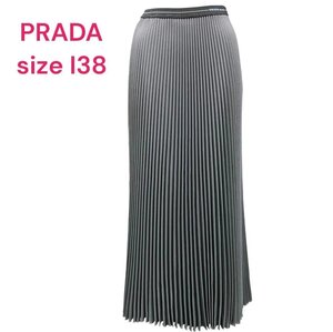 極美品　PRADA プラダ　グレー　プリーツロングスカート　38、S、7号 M4J135 スカート ロング