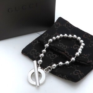 【送料無料】 美品 GUCCI グッチ ボール チェーン トグル シルバー ブレスレット SV925 18 HA676