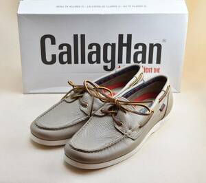 CallagHan カラハン　キャラハン　軽量・快適　デッキモカシン　ライトグレー　ソフトレザー　51600-39　25cm相当　スペイン製　未使用品