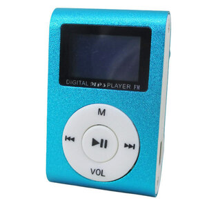 送料無料メール便 MP3プレーヤー アルミ LCDスクリーン付き クリップ microSD式 MP3プレイヤー ブルーｘ１台