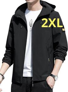 ライトジャケット メンズ 防風 ジャケット 2XL ブラック　アウトドア