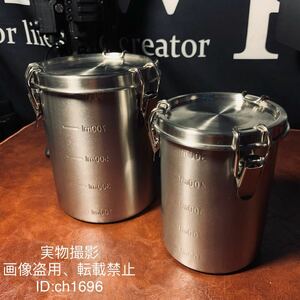 キャンプ用 超高品質 密閉缶 保存容器 キャンプ携帯 2点セット　ステンレス鋼製 アウドトア　野外登山 500ml 900ml