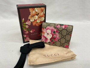 ◇◇GUCCI グッチ GGブルームス カードケース 紙幣入れ 二つ折り財布 ウォレット 花柄 ブラウン系 レディース◇◇