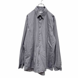 Calvin Klein 長袖 無地 シャツ サイズ表記 16 34/35 グレー カルバンクライン 古着卸 アメリカ仕入れ a410-5061