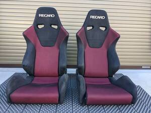 【1円】RECARO SR-6 シャイニングメッシュレッド×カムイブラック破れなし2脚セット！車検対応の正規品！検レカロ/セミバケ/SR6/SR-3/SP-G