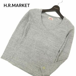 H.R.MARKET ハリウッドランチマーケット H刺繍★ ストレッチ フライス 長袖 カットソー ロンTシャツ Sz.2　メンズ 灰 日本製　C4T03538_4#F