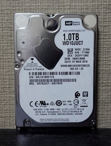 ■正常動作品■WesternDigital製2.5inch AVコマンド対応HDD 1TB WD10JUCT 