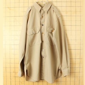 40s 50s USA REGULATION ARMY OFFICERS SHIRT ウールシャツ メンズML相当 ベージュ ミリタリー アメリカ古着