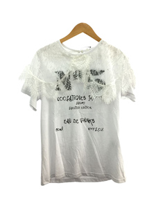 COOLA TIQUES◆レースビッグカラーTee/Tシャツ/38/コットン/ホワイト/CQ-39007/クーラティークス