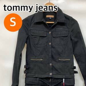 tommy jeans トミージーンズ ワンピース 長袖 コーデュロイ ミニワンピース ブラック系 レディース Sサイズ【CT541】