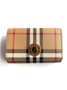 【即決/美品】 BURBERRY バーバリー 三つ折り財布 ノヴァチェック ベージュ コンパクトウォレット PVC レザー ブラウン