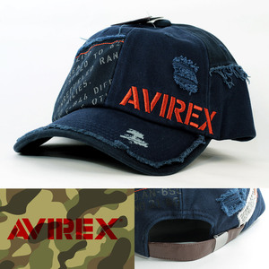 ローキャップ 帽子 AVIREX Damage Cap アヴィレックス ネイビー 80315600-49 アビレックス ミリタリー USA アメリカ