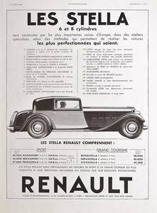 稀少！1933年ルノー広告/Renault les Stella/フランス車/旧車/アールデコ/フレンチ/24