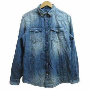 アルマーニ ジーンズ ARMANI JEANS ウエスタンシャツ デニム 長袖 XS 青 ブルー /HA 0701 メンズ