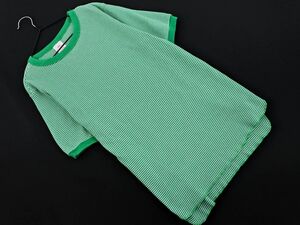 ネコポスOK Healthknit ヘルスニット ボーダー Tシャツ sizeF/緑 ■◆ ☆ egb0 レディース