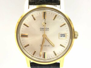 送料無料 稼働品 OMEGA オメガ 腕時計 166.070 ジュネーブ 自動巻き ヴィンテージ デイト ゴールド シルバー文字盤 社外ベルト