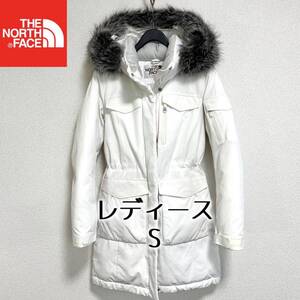 THE NORTH FACE ダウンコート レディースS フード着脱可 ロゴ刺繍 ノースフェイス ホワイトレーベル グースダウン ヌプシ バルトロライト