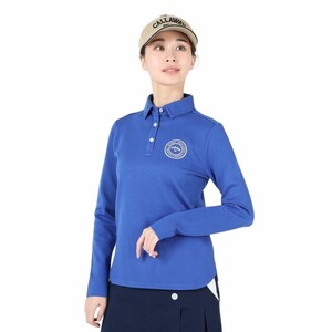 6891★新品★CALLAWAY キャロウェイ　ゴルフウェア ポンチ長袖シャツ ブルー【サイズL】定価11000円税込