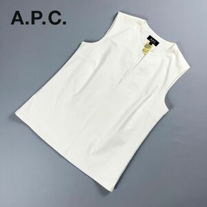 A.P.C. キーネック ノースリーブカットソー トップス レディース 白 ホワイト サイズM*NC323