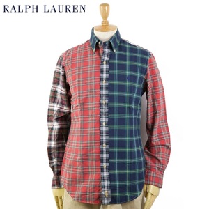 新品 アウトレット 2214 Sサイズ 長袖 オックスフォード パッチワーク クレイジー シャツ polo ralph lauren ポロ ラルフ ローレン 白 