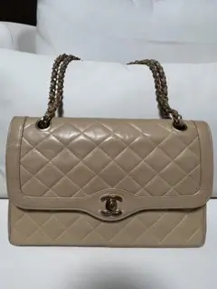 CHANELシャネルマトラッセラムスキンWフラップチェーンショルダー