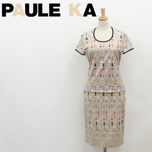 ◆PAULE KA ポールカ 総柄 パイピング 半袖 Tシャツ トップス カットソー＆スカート セットアップ M/36