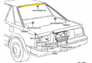 新品未使用トヨタ純正 MR2 AW11 上部モールディングバックウィンドウ外 1984-89