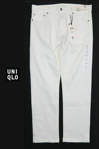 ■■＜未使用：タグ付属＞ユニクロ＜UNIQLO：Slim Fit Straight＞white stretch デニム パンツ＜34＞■■