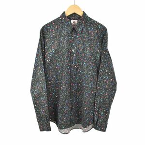 ポールスミス PAUL SMITH シャツ 長袖 総柄 M 緑 グリーン メンズ