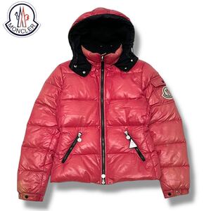 35 国内正規品 MONCLER モンクレール BADIA DOWN JACKET バディア ナイロン ダウンジャケット ビッグ ロゴワッペン ピンク レディース 0